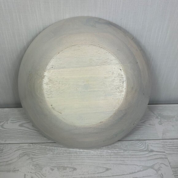 Handcrafted Wooden Decorative Bowl 12 Inches Bue White Grey‎ Boho - Picture 6 of 16